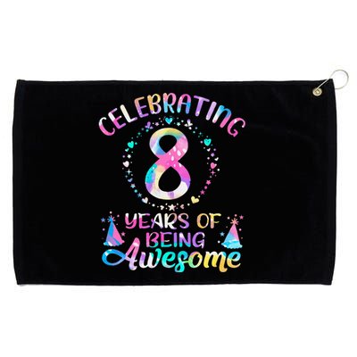 8 Years of Being Awesome 8 Years Old 8th Birthday Tie Dye Grommeted Golf Towel