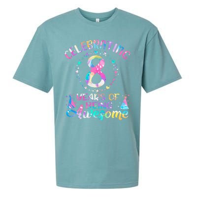 8 Years of Being Awesome 8 Years Old 8th Birthday Tie Dye Sueded Cloud Jersey T-Shirt