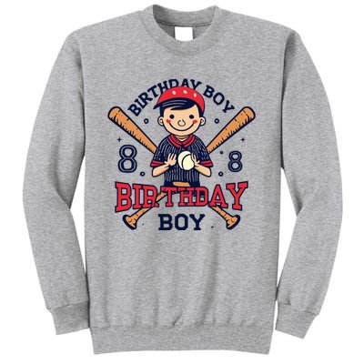 8 Years Old Boy Baseball Player 8th Birthday Kids Tall Sweatshirt