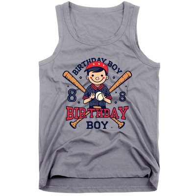 8 Years Old Boy Baseball Player 8th Birthday Kids Tank Top