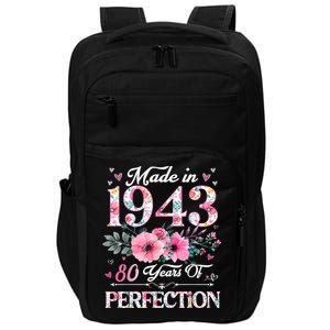 80 Year Old Made In 1943 Floral 80th Birthday Gifts Impact Tech Backpack