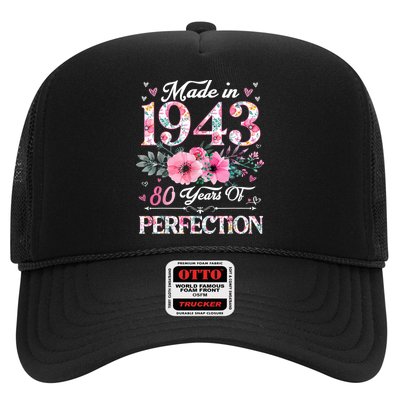 80 Year Old Made In 1943 Floral 80th Birthday Gifts Trucker Hat