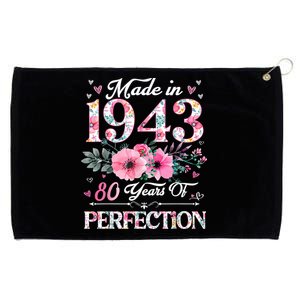 80 Year Old Made In 1943 Floral 80th Birthday Gifts Grommeted Golf Towel