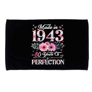 80 Year Old Made In 1943 Floral 80th Birthday Gifts Microfiber Hand Towel