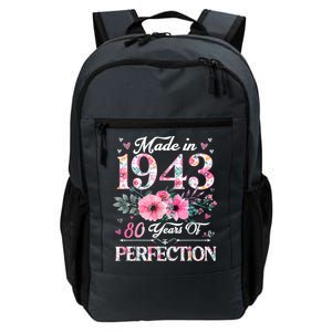 80 Year Old Made In 1943 Floral 80th Birthday Gifts Daily Commute Backpack