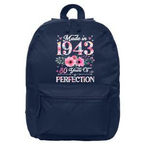 80 Year Old Made In 1943 Floral 80th Birthday Gifts 16 in Basic Backpack