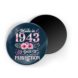 80 Year Old Made In 1943 Floral 80th Birthday Gifts Magnet