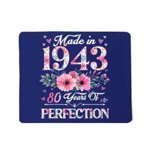 80 Year Old Made In 1943 Floral 80th Birthday Gifts Mousepad