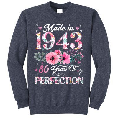 80 Year Old Made In 1943 Floral 80th Birthday Gifts Sweatshirt