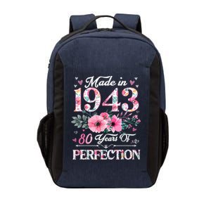 80 Year Old Made In 1943 Floral 80th Birthday Gifts Vector Backpack