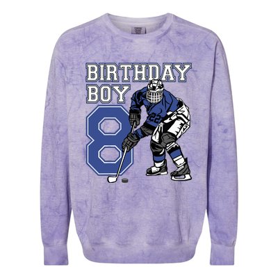  8 Year Old Ice Hockey Themed Birthday Party 8th Boy Gift Colorblast Crewneck Sweatshirt