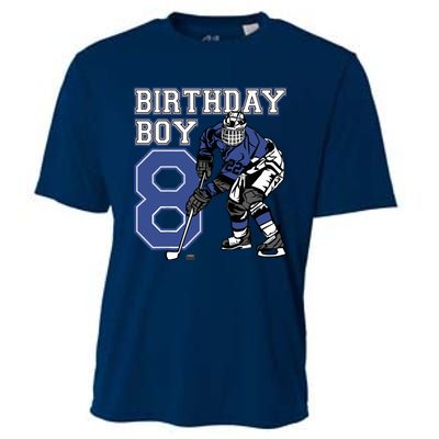  8 Year Old Ice Hockey Themed Birthday Party 8th Boy Gift Cooling Performance Crew T-Shirt