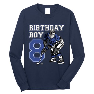  8 Year Old Ice Hockey Themed Birthday Party 8th Boy Gift Long Sleeve Shirt