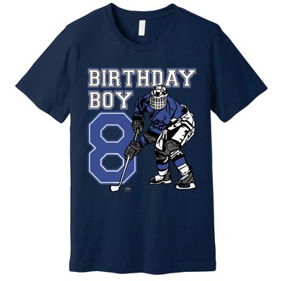  8 Year Old Ice Hockey Themed Birthday Party 8th Boy Gift Premium T-Shirt