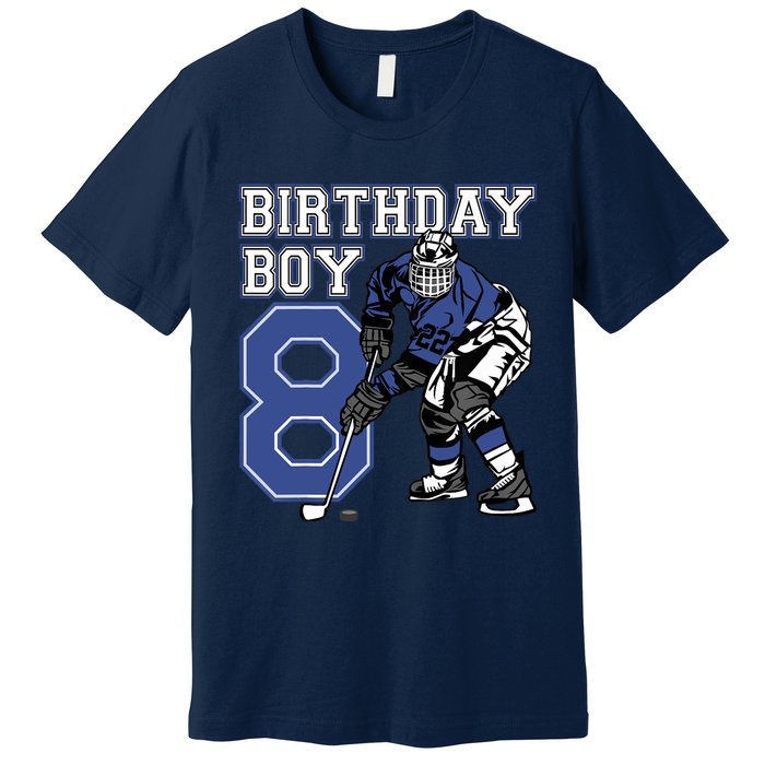  8 Year Old Ice Hockey Themed Birthday Party 8th Boy Gift Premium T-Shirt