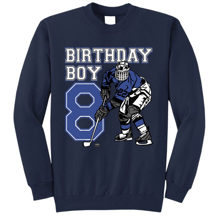  8 Year Old Ice Hockey Themed Birthday Party 8th Boy Gift Tall Sweatshirt