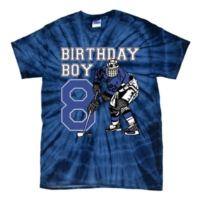  8 Year Old Ice Hockey Themed Birthday Party 8th Boy Gift Tie-Dye T-Shirt