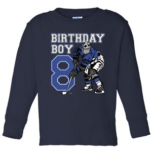  8 Year Old Ice Hockey Themed Birthday Party 8th Boy Gift Toddler Long Sleeve Shirt