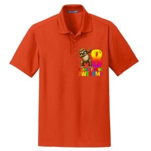 8 Years Old Birthday Sloth Dabbing 8th Birthday Sloth Dry Zone Grid Polo