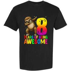 8 Years Old Birthday Sloth Dabbing 8th Birthday Sloth Garment-Dyed Heavyweight T-Shirt