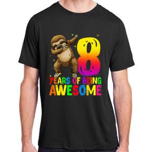 8 Years Old Birthday Sloth Dabbing 8th Birthday Sloth Adult ChromaSoft Performance T-Shirt