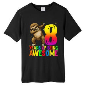 8 Years Old Birthday Sloth Dabbing 8th Birthday Sloth Tall Fusion ChromaSoft Performance T-Shirt