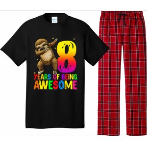 8 Years Old Birthday Sloth Dabbing 8th Birthday Sloth Pajama Set