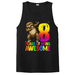 8 Years Old Birthday Sloth Dabbing 8th Birthday Sloth PosiCharge Competitor Tank