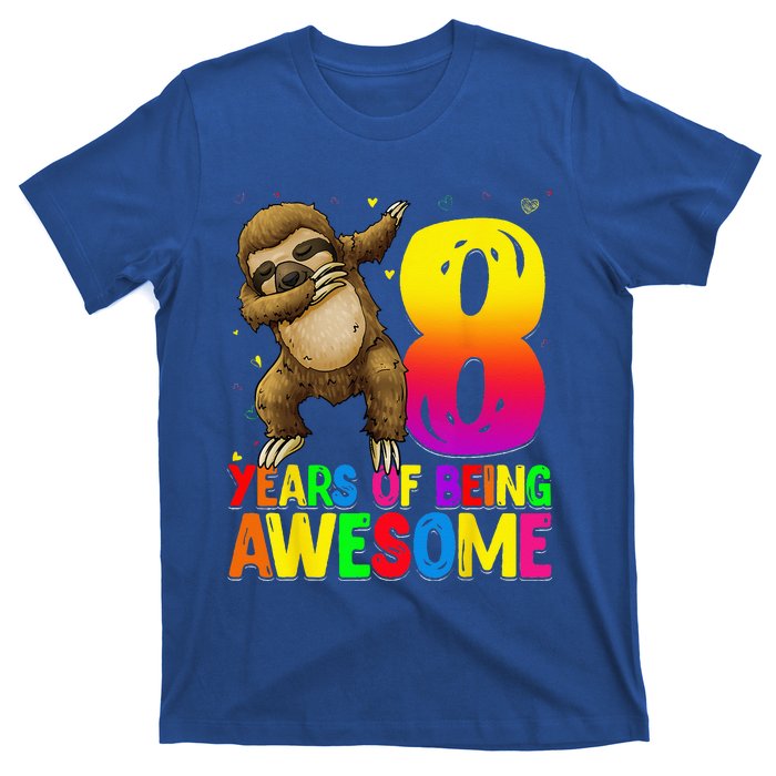 8 Years Old Birthday Sloth Dabbing 8th Birthday Sloth T-Shirt