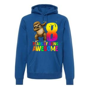 8 Years Old Birthday Sloth Dabbing 8th Birthday Sloth Premium Hoodie