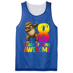 8 Years Old Birthday Sloth Dabbing 8th Birthday Sloth Mesh Reversible Basketball Jersey Tank