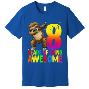 8 Years Old Birthday Sloth Dabbing 8th Birthday Sloth Premium T-Shirt