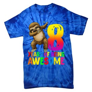 8 Years Old Birthday Sloth Dabbing 8th Birthday Sloth Tie-Dye T-Shirt