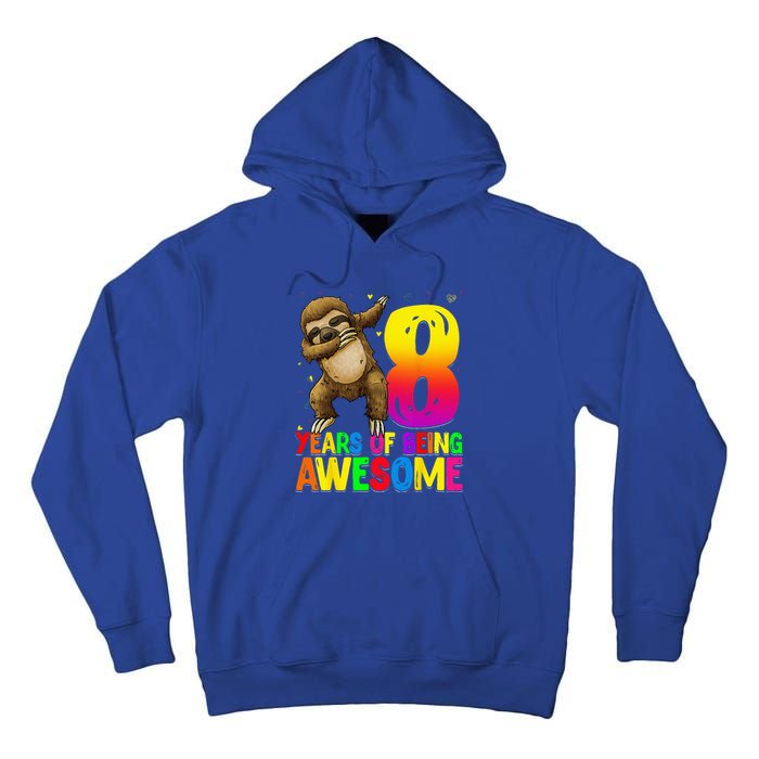 8 Years Old Birthday Sloth Dabbing 8th Birthday Sloth Tall Hoodie