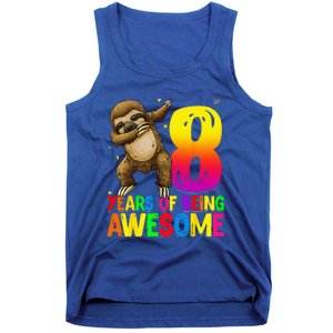 8 Years Old Birthday Sloth Dabbing 8th Birthday Sloth Tank Top