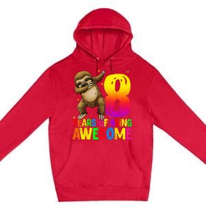 8 Years Old Birthday Sloth Dabbing 8th Birthday Sloth Premium Pullover Hoodie