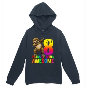 8 Years Old Birthday Sloth Dabbing 8th Birthday Sloth Urban Pullover Hoodie