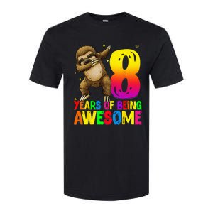 8 Years Old Birthday Sloth Dabbing 8th Birthday Sloth Softstyle CVC T-Shirt