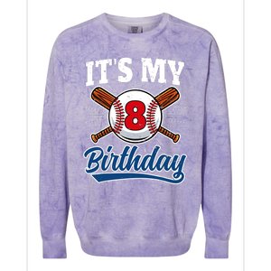 8 Years Old Baseball Player 8th Birthday Party Colorblast Crewneck Sweatshirt