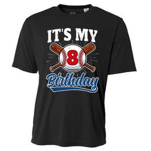 8 Years Old Baseball Player 8th Birthday Party Cooling Performance Crew T-Shirt