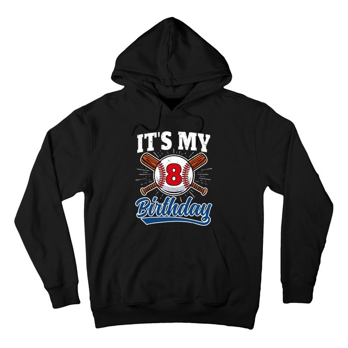 8 Years Old Baseball Player 8th Birthday Party Hoodie