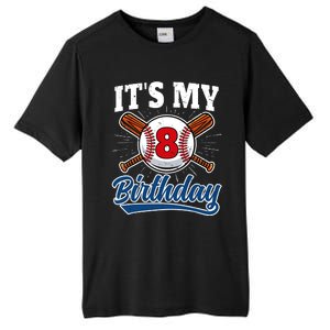 8 Years Old Baseball Player 8th Birthday Party Tall Fusion ChromaSoft Performance T-Shirt