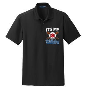 8 Years Old Baseball Player 8th Birthday Party Dry Zone Grid Polo