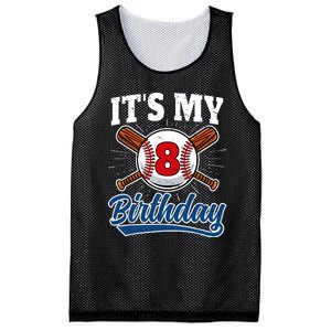 8 Years Old Baseball Player 8th Birthday Party Mesh Reversible Basketball Jersey Tank