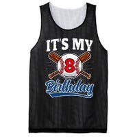 8 Years Old Baseball Player 8th Birthday Party Mesh Reversible Basketball Jersey Tank