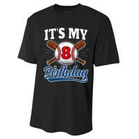 8 Years Old Baseball Player 8th Birthday Party Performance Sprint T-Shirt