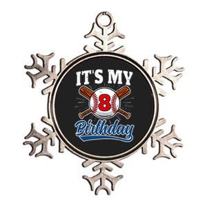 8 Years Old Baseball Player 8th Birthday Party Metallic Star Ornament