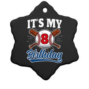 8 Years Old Baseball Player 8th Birthday Party Ceramic Star Ornament