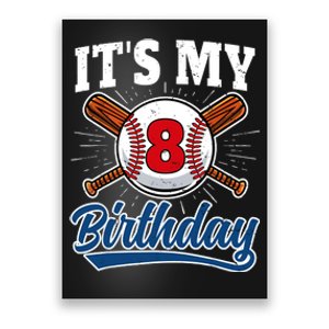 8 Years Old Baseball Player 8th Birthday Party Poster