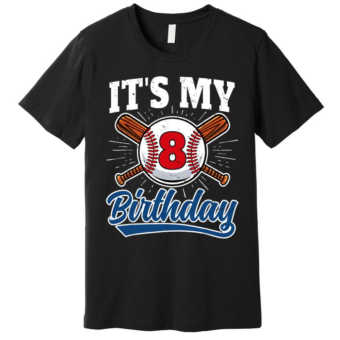 8 Years Old Baseball Player 8th Birthday Party Premium T-Shirt